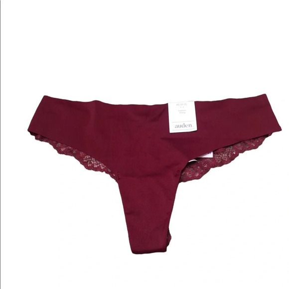 NWT AUDEN BURGUNDY SEAMLESS LACE THONG - Picture 1 of 2